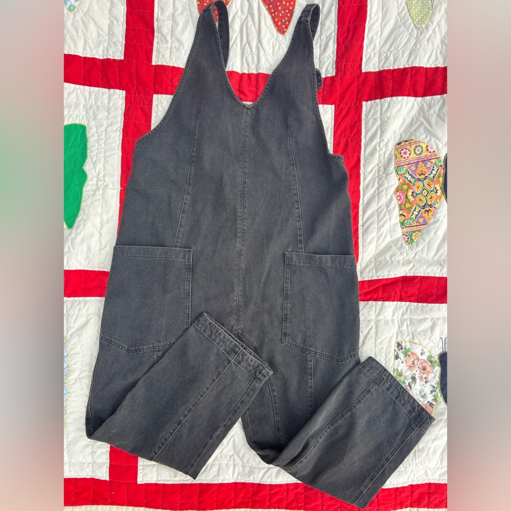 We the Free Dark Gray Denim Overalls